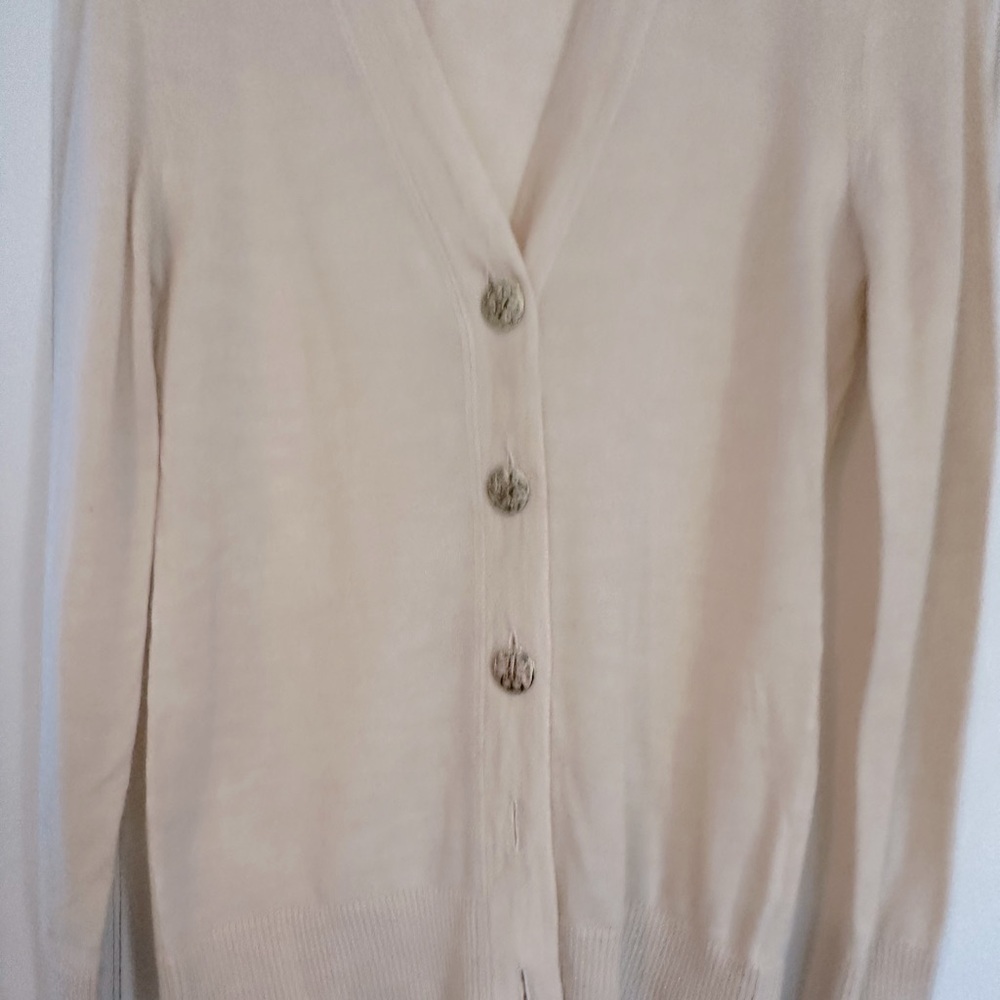 Cream Ivory Tory Burch light wool cardigan size M